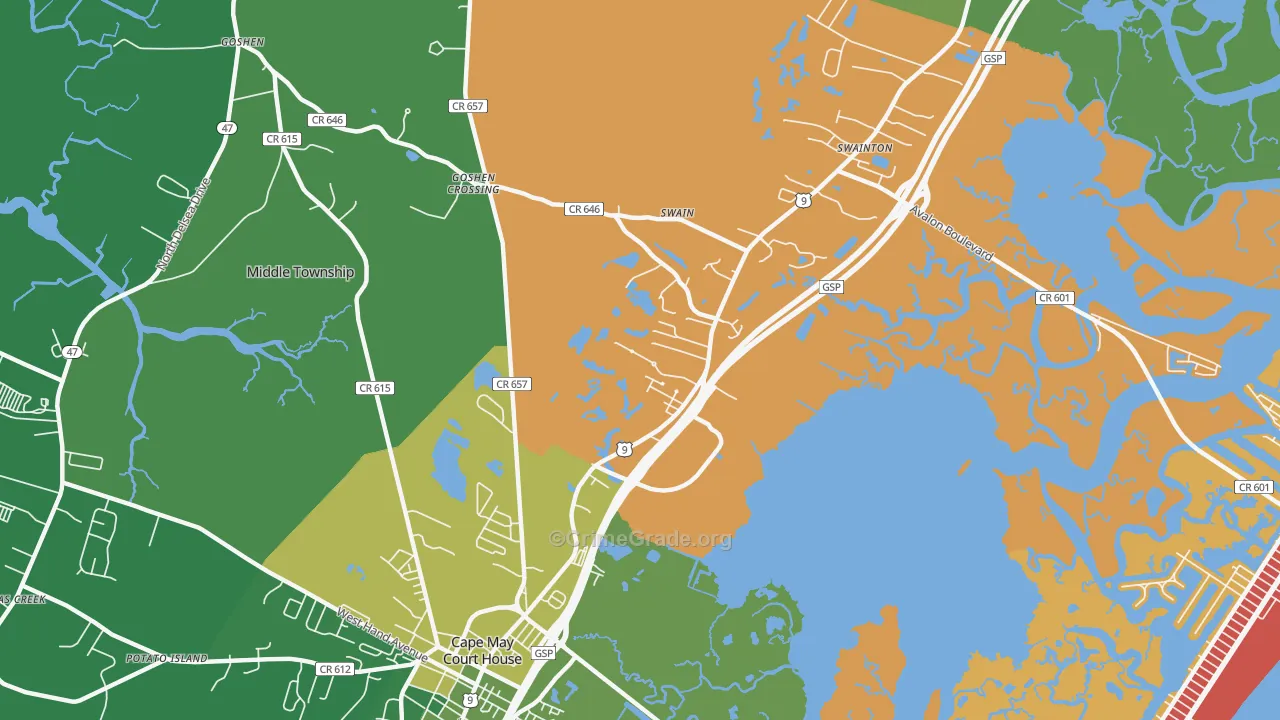 Swainton, NJ Map of Theft Rates