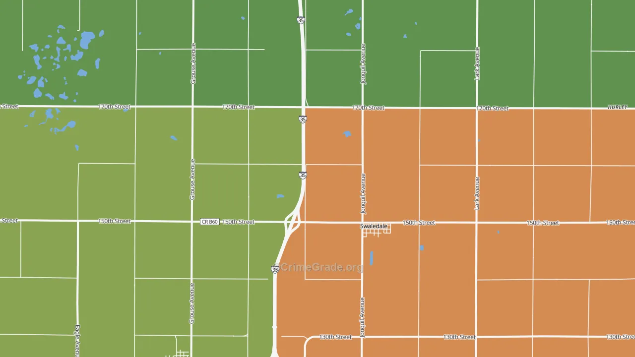 Swaledale, IA Map of Theft Rates