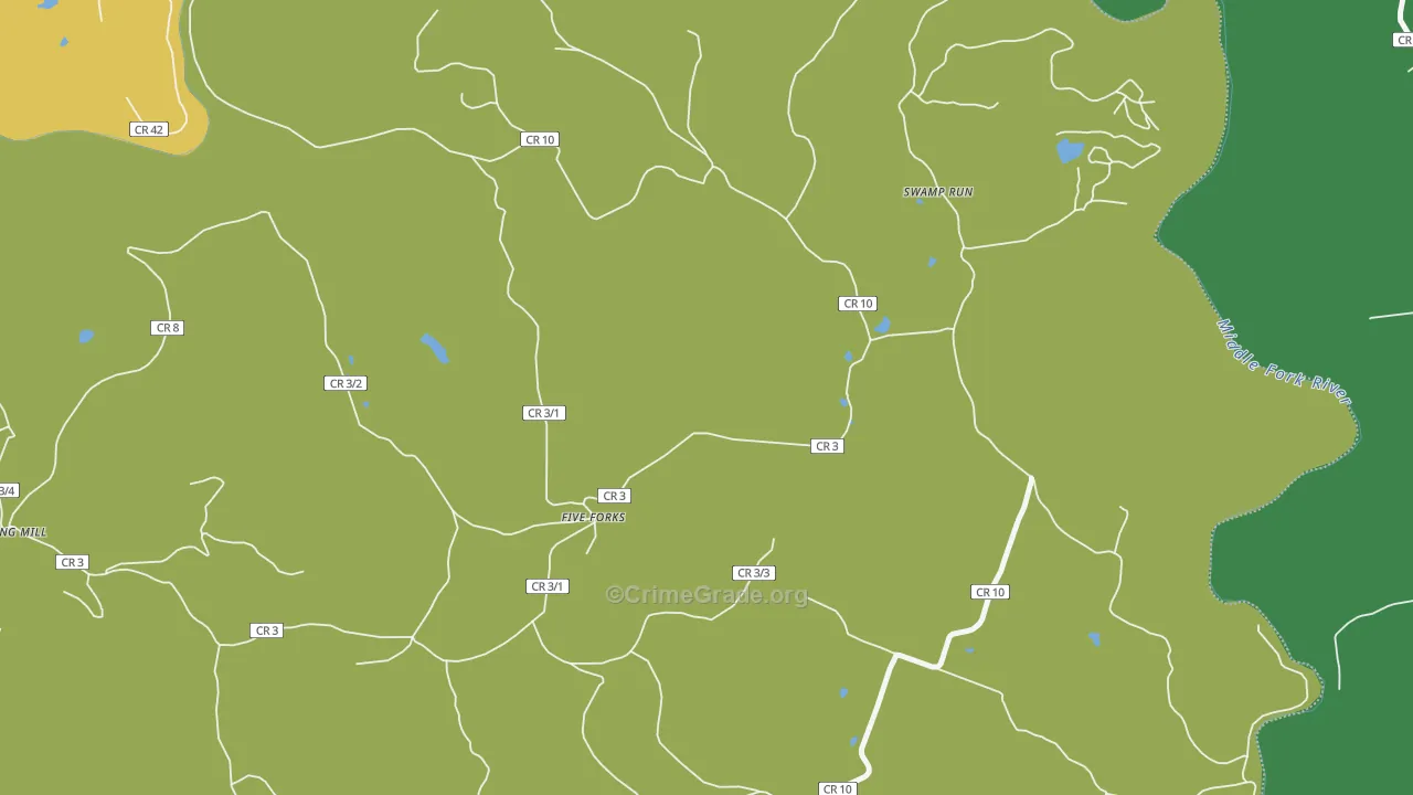 Swamp Run, WV Map of Theft Rates