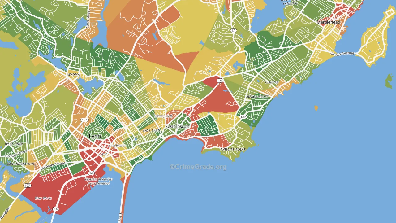 Swampscott, MA Map of Theft Rates