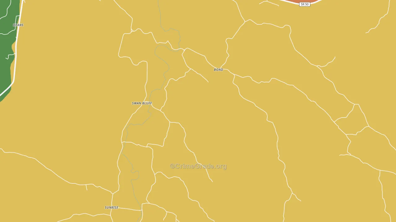 Swan Bluff, TN Map of Theft Rates