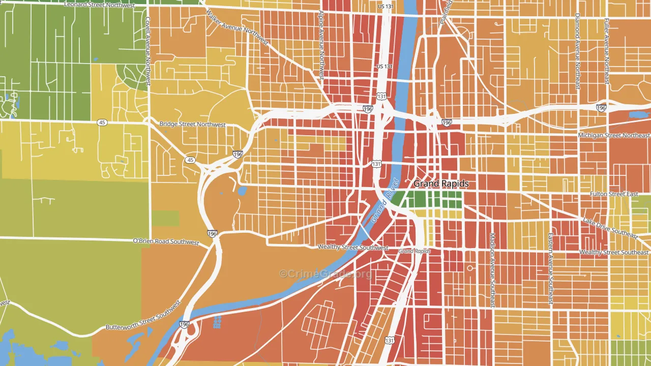 Swan, Grand Rapids, MI Map of Theft Rates