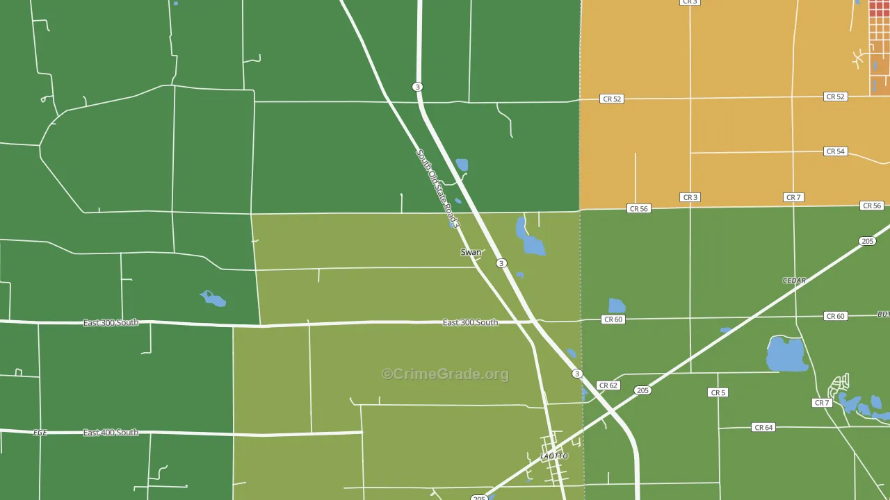 Swan, IN Map of Theft Rates