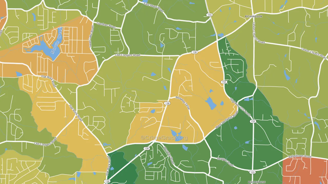 Swan Lake, GA Map of Theft Rates