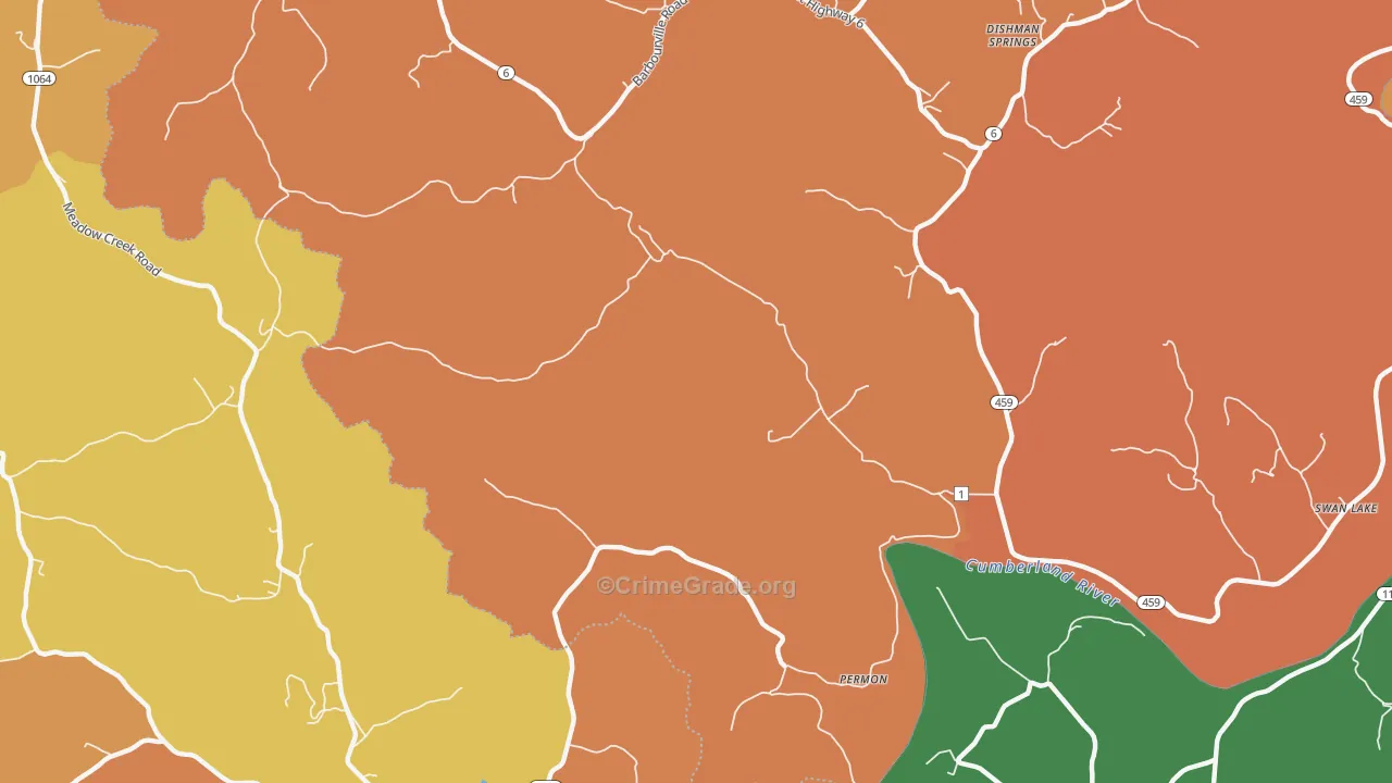 Swan Lake, KY Map of Theft Rates