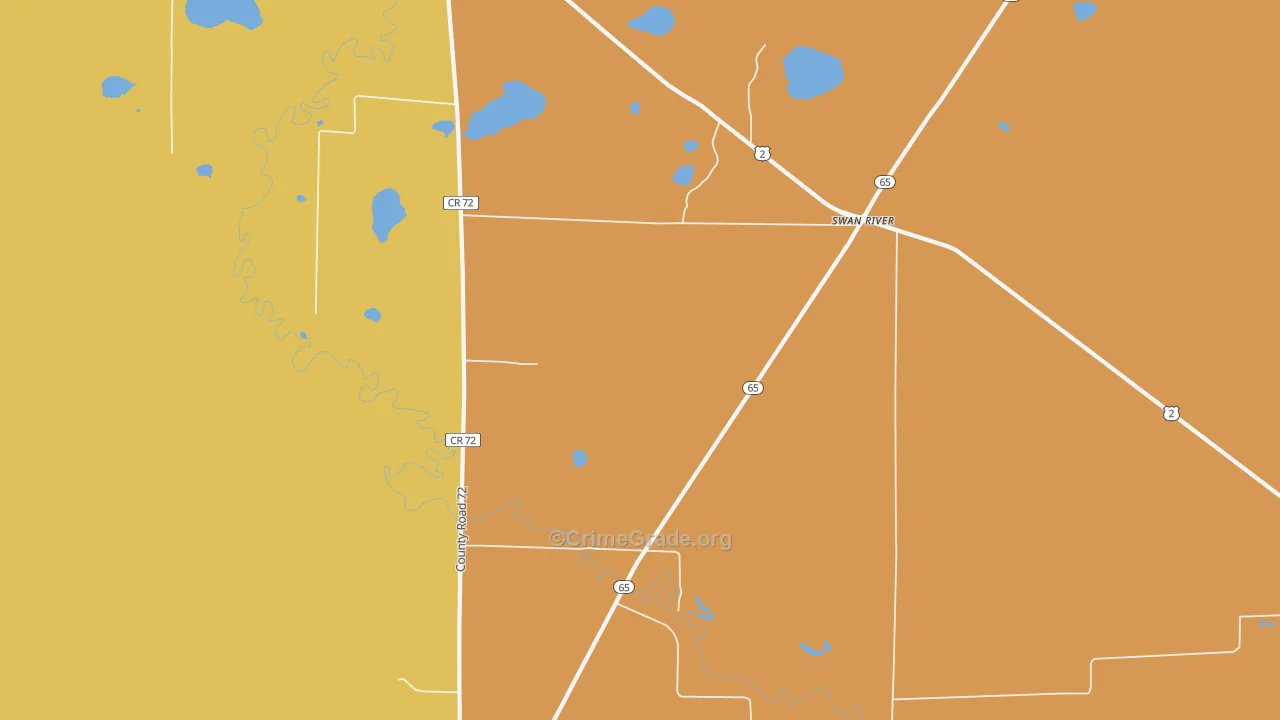 Swan River, MN Map of Theft Rates