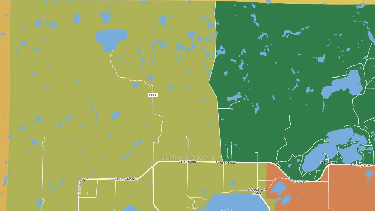 Swanburg, MN Map of Theft Rates