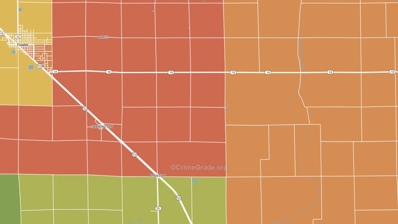 Swanington, IN Map of Theft Rates