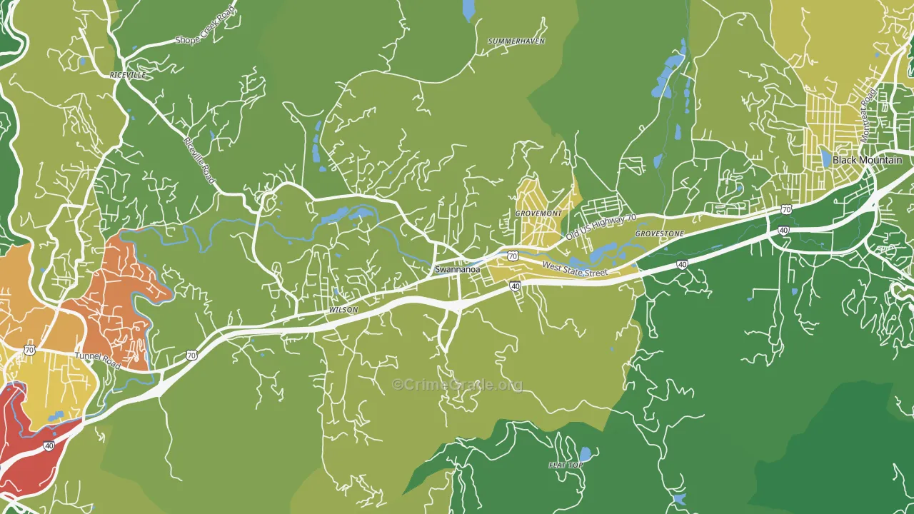 Swannanoa, NC Map of Theft Rates