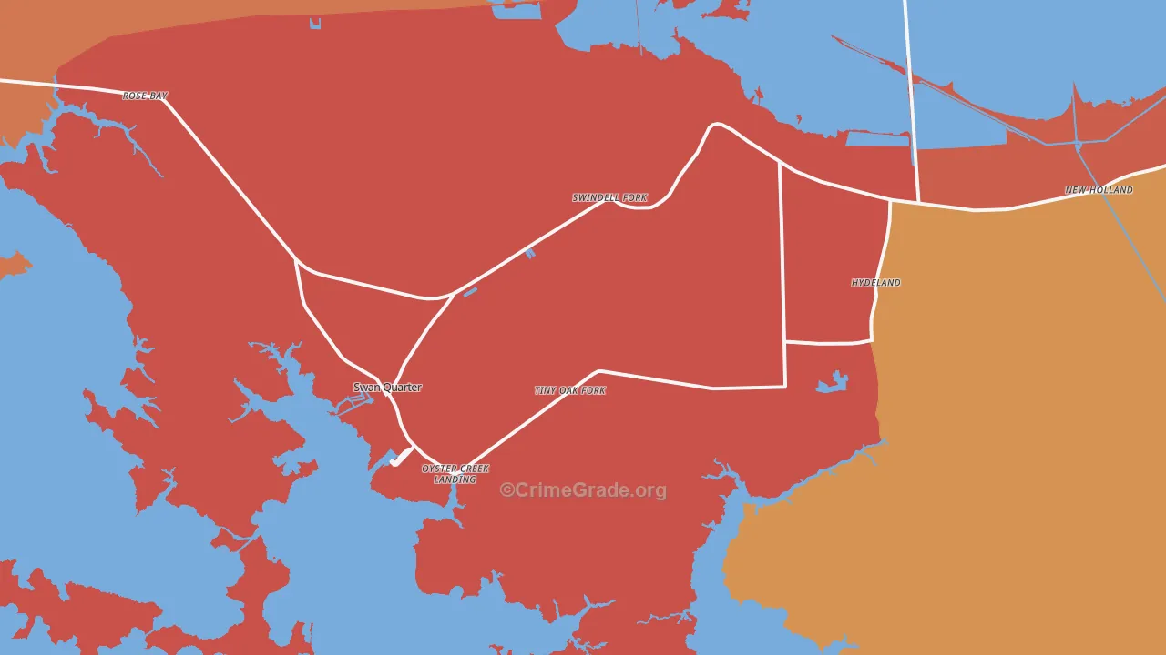Swanquarter, NC Map of Theft Rates