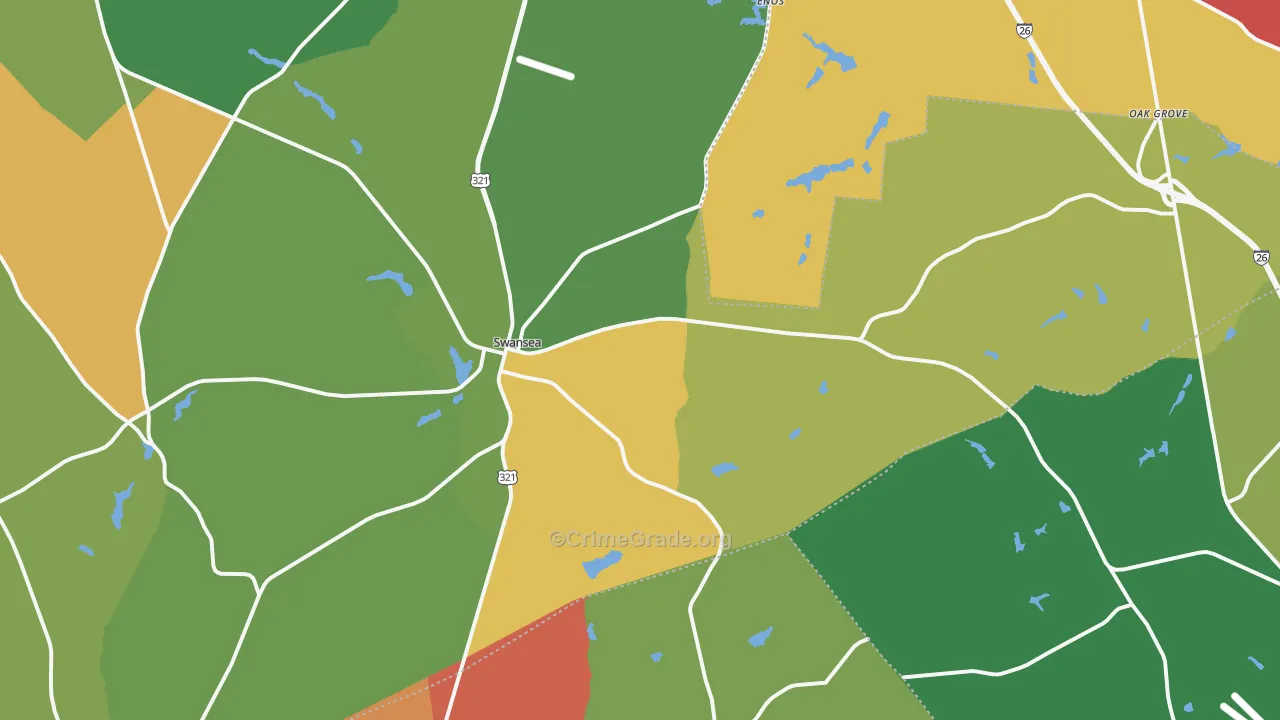 Swansea, SC Map of Theft Rates