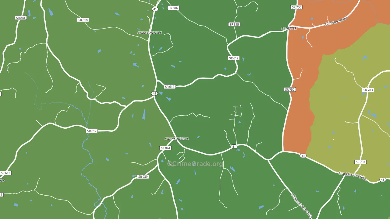 Swansonville, VA Map of Theft Rates