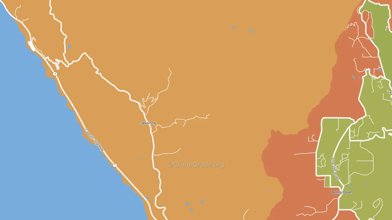 Swanton, CA Map of Theft Rates