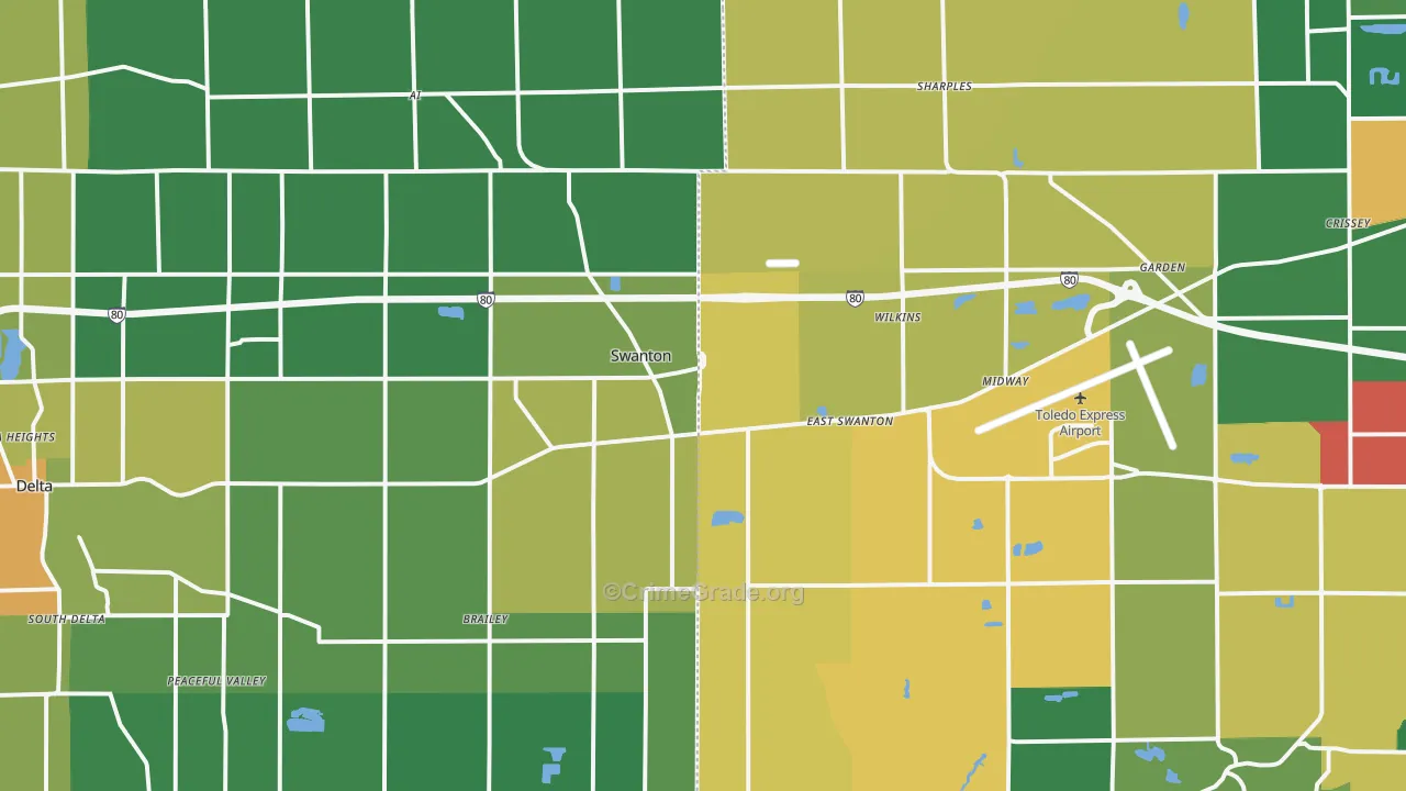 Swanton, OH Map of Theft Rates