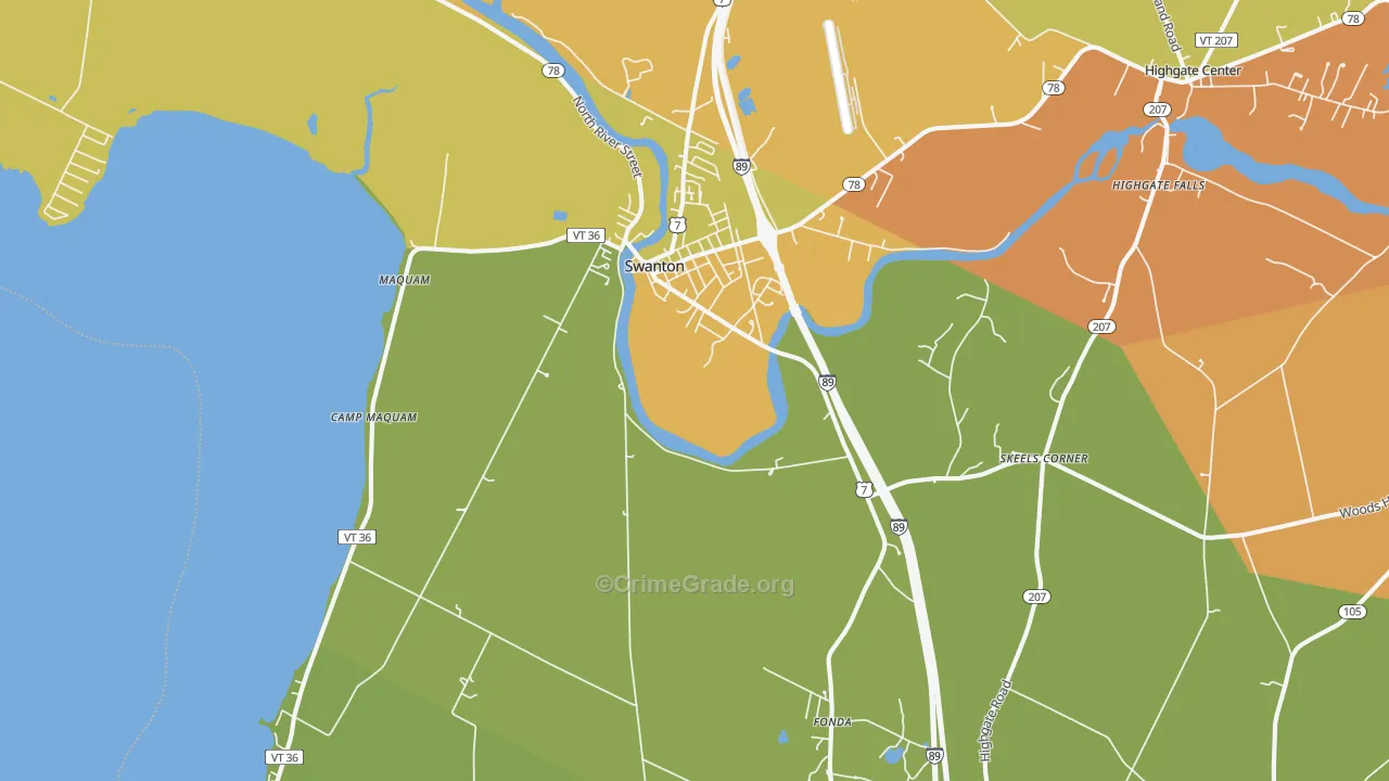 Swanton, VT Map of Theft Rates