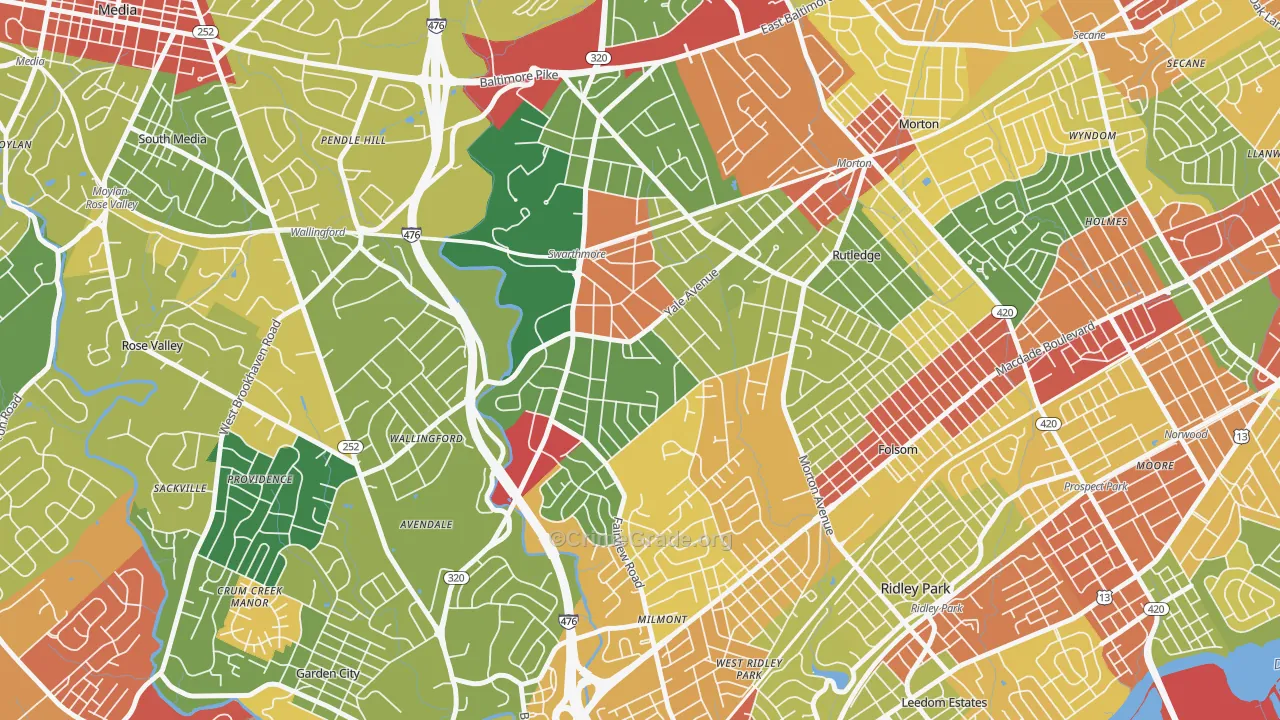 Swarthmore, PA Map of Theft Rates
