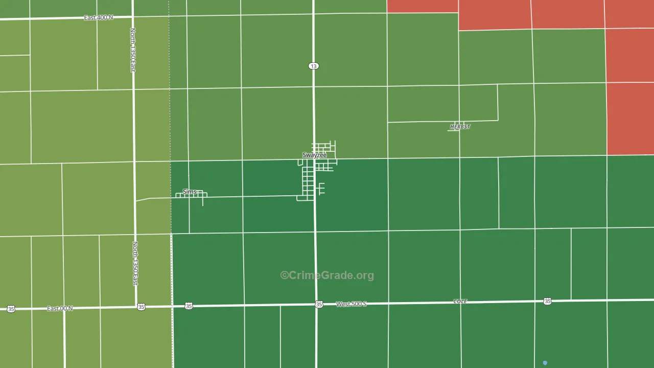 Swayzee, IN Map of Theft Rates