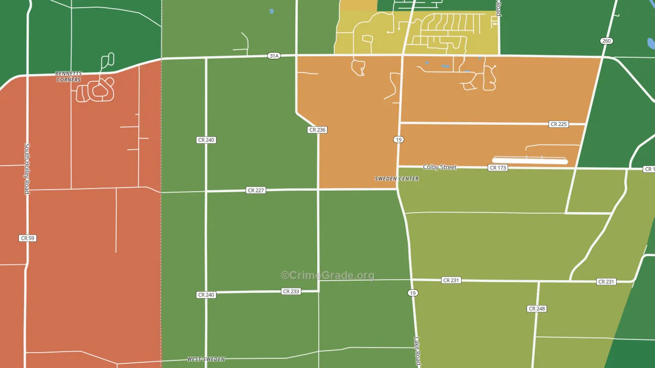 Sweden Center, NY Map of Theft Rates