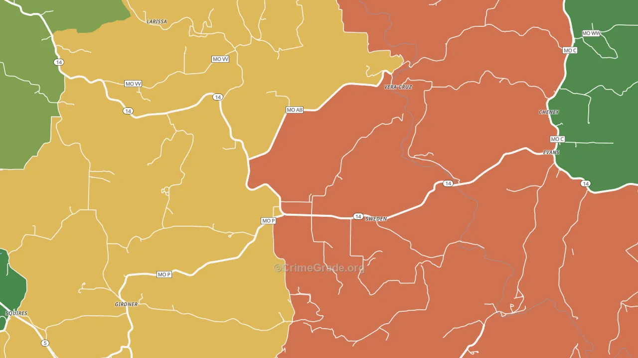 Sweden, MO Map of Theft Rates