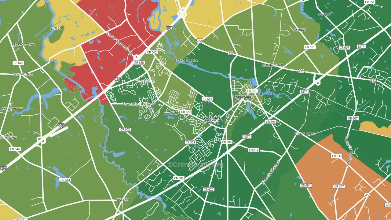 Swedesboro, NJ Map of Theft Rates