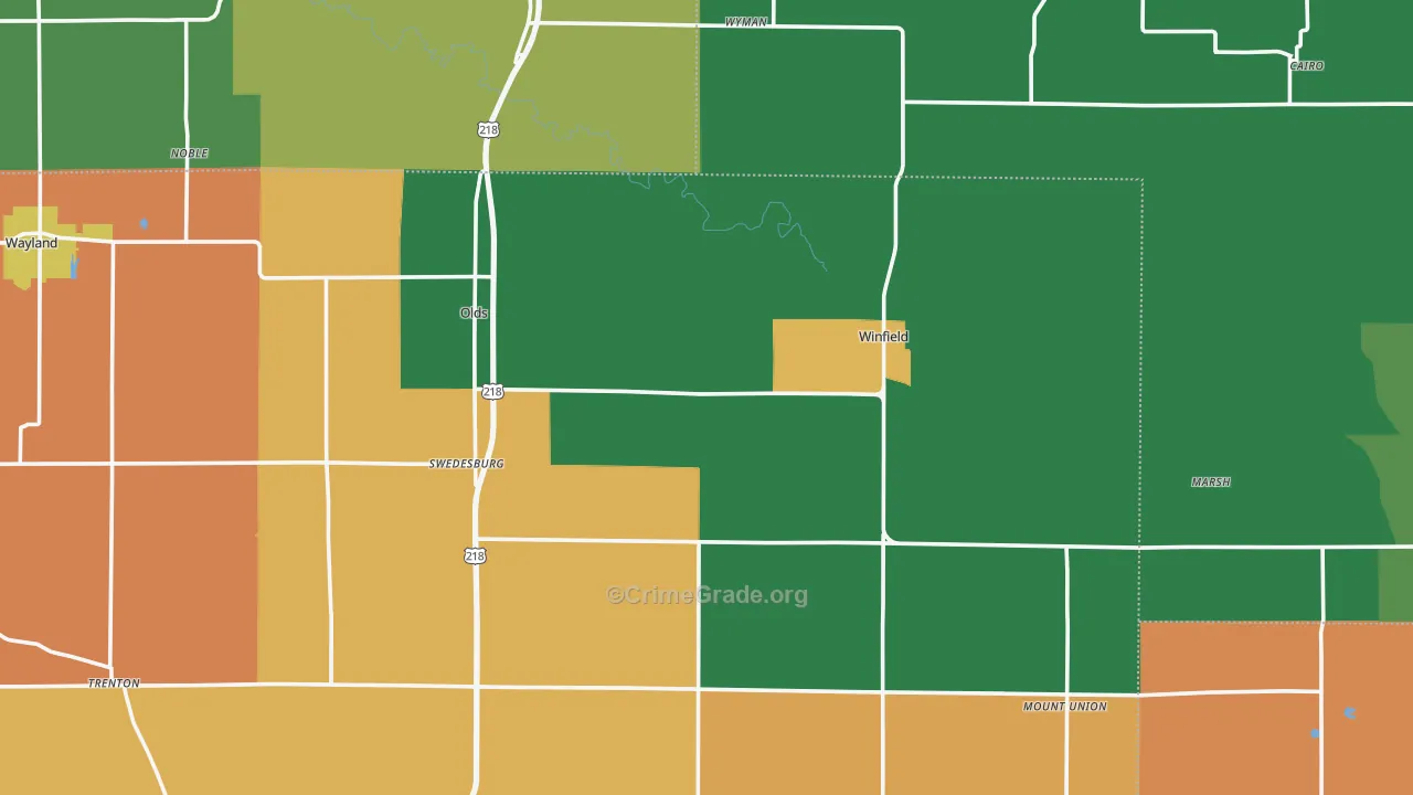 Swedesburg, IA Map of Theft Rates