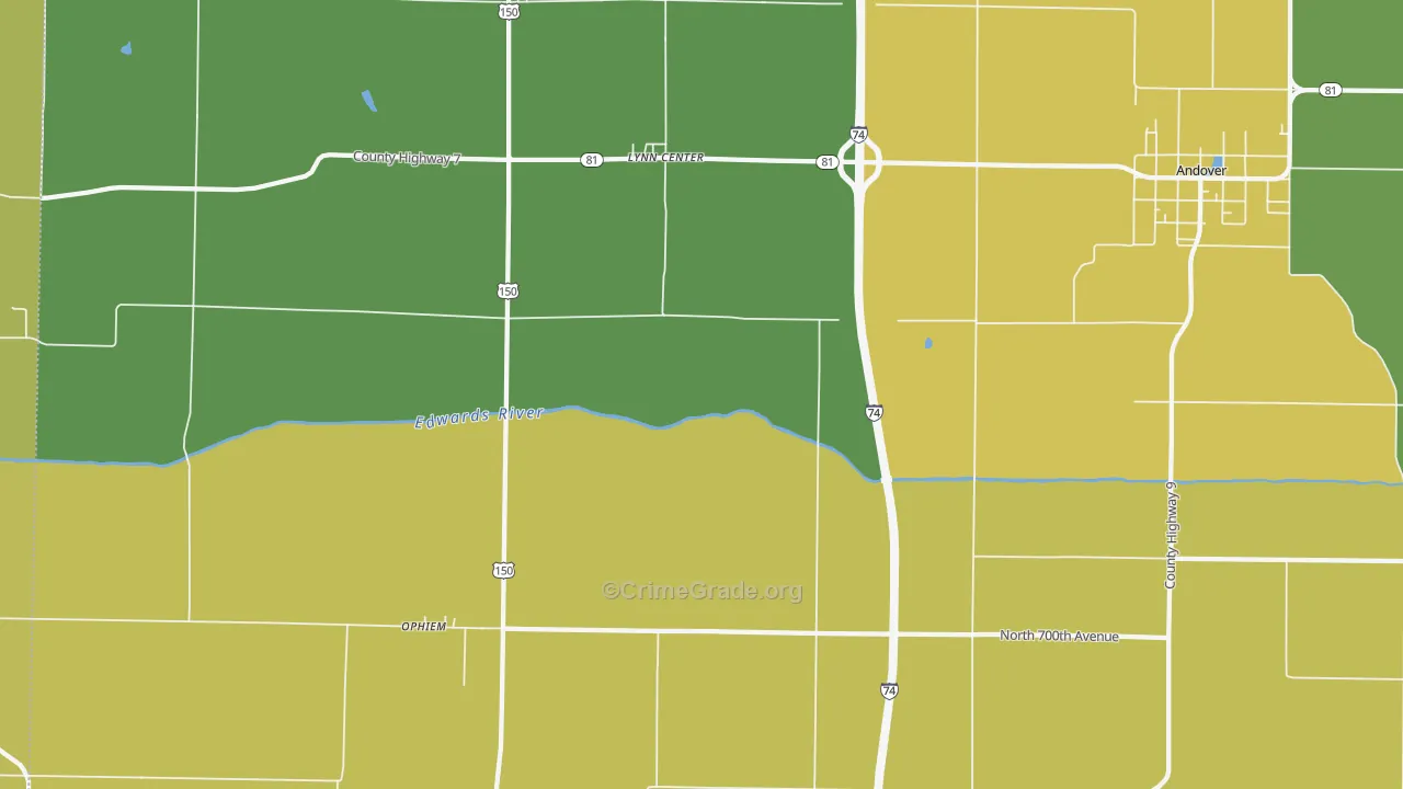 Swedona, IL Map of Theft Rates
