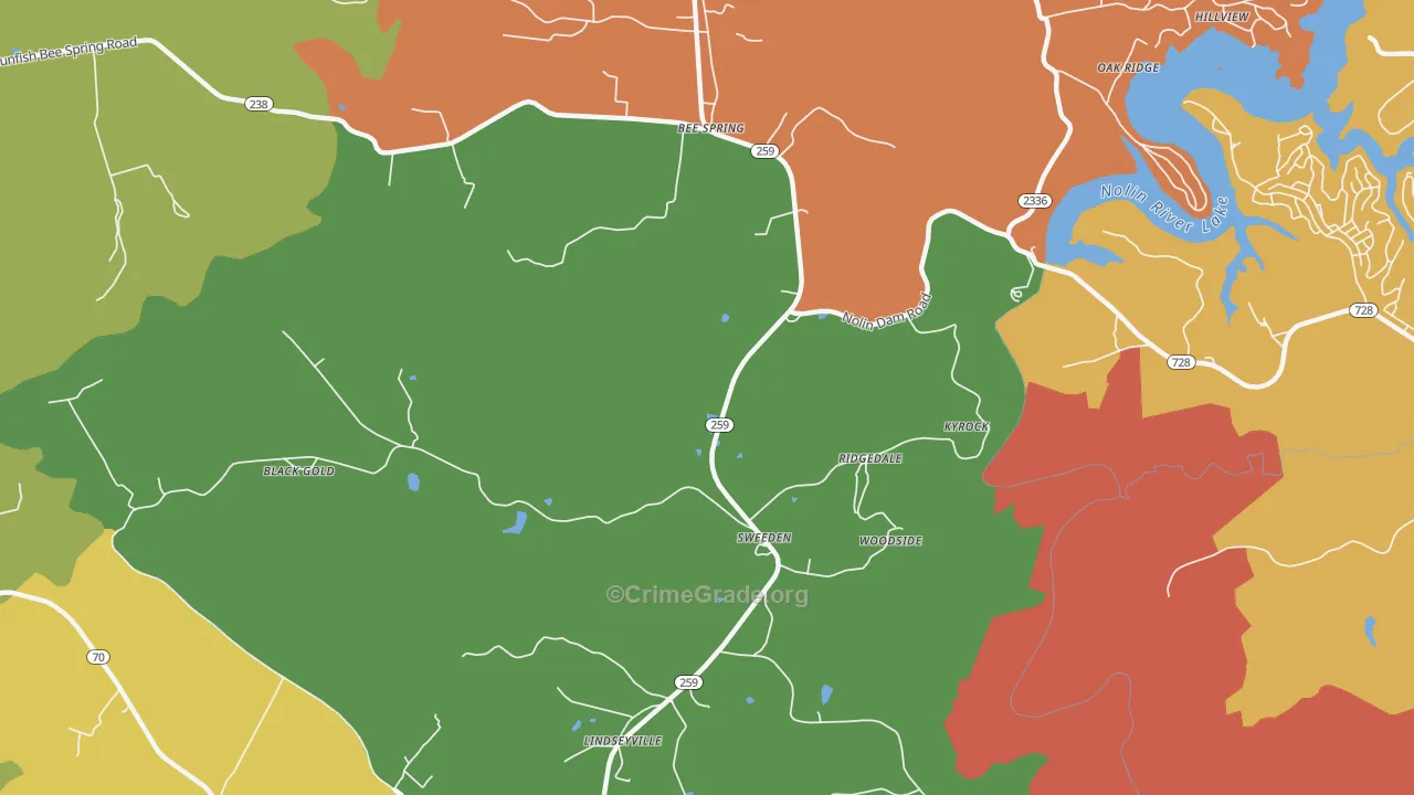 Sweeden, KY Map of Theft Rates