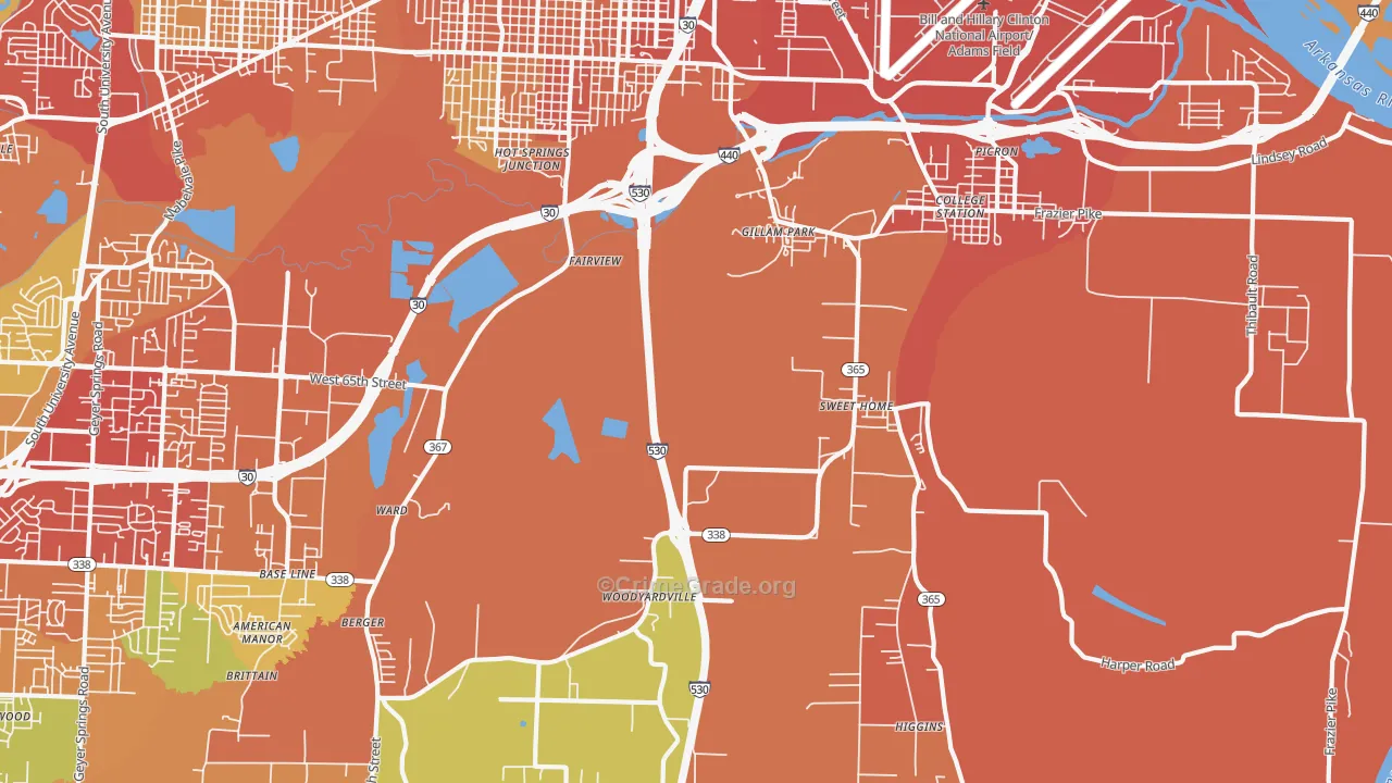 Sweet Home, AR Map of Theft Rates