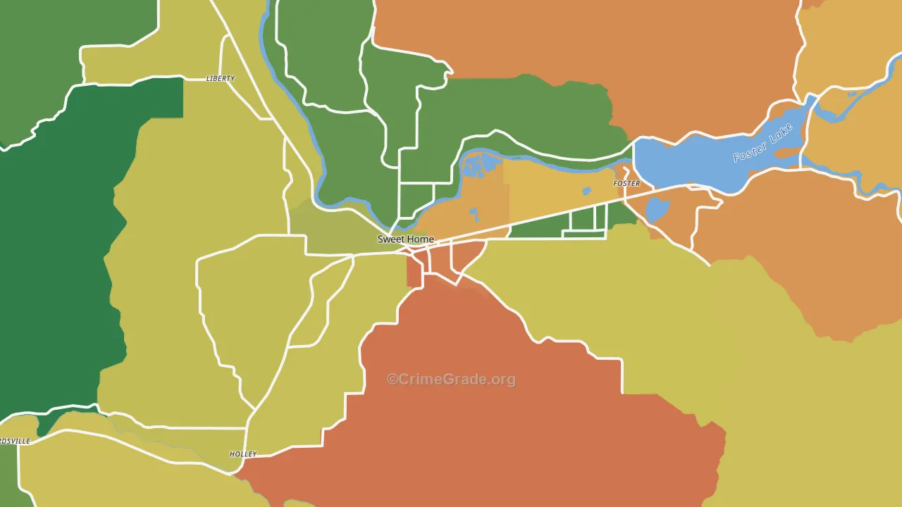 Sweet Home, OR Map of Theft Rates