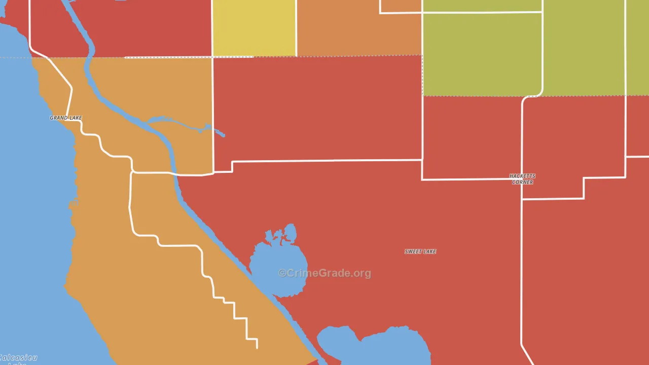 Sweet Lake, LA Map of Theft Rates