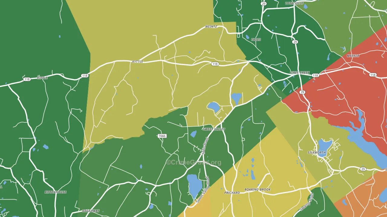 Sweet Valley, PA Map of Theft Rates