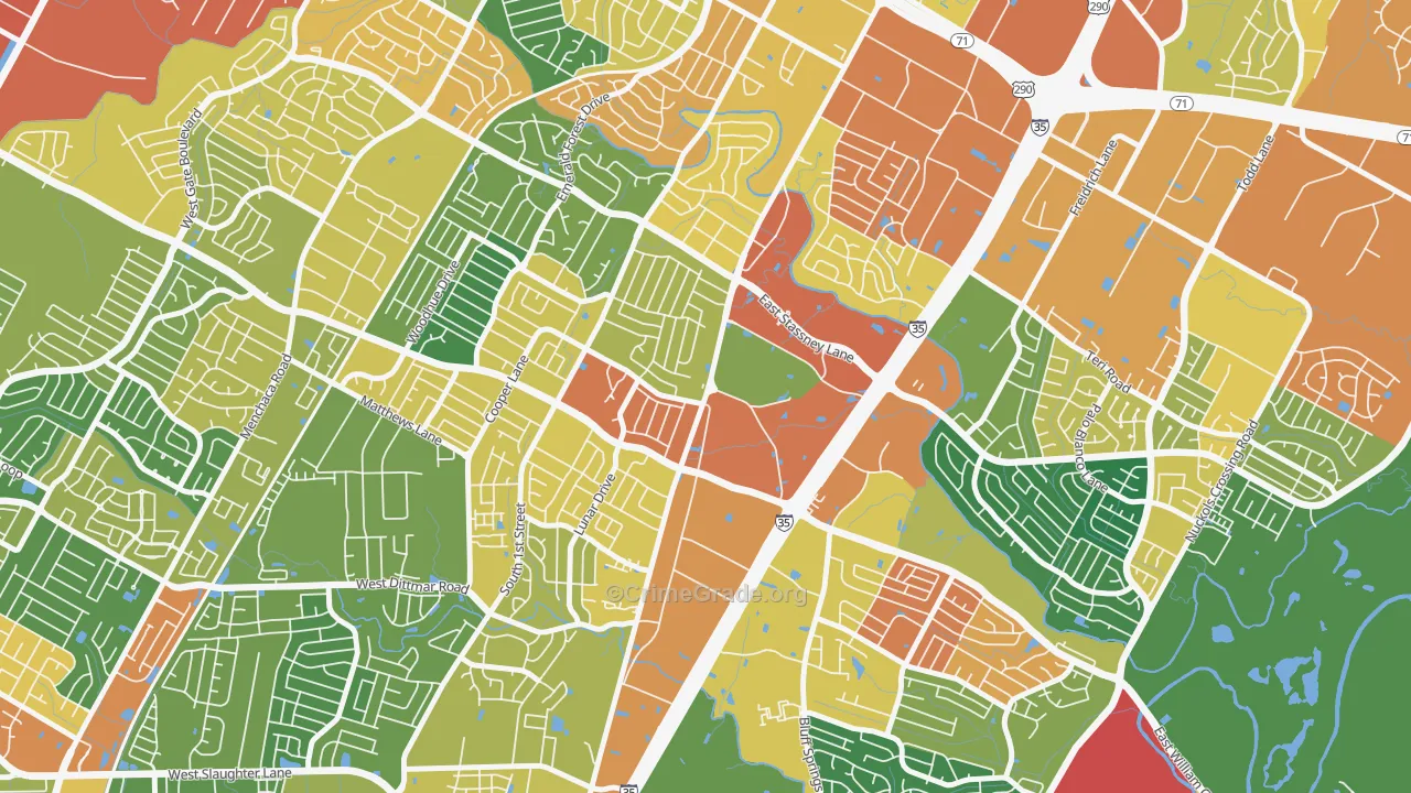 Sweetbriar, Austin, TX Map of Theft Rates