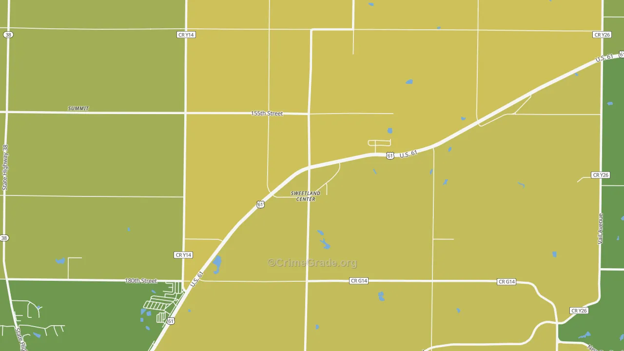 Sweetland Center, IA Map of Theft Rates