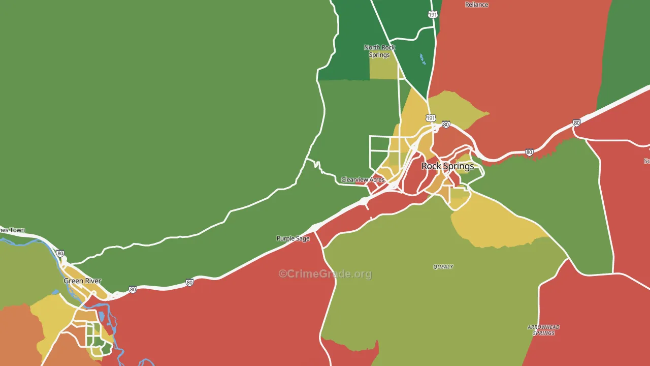 Sweetwater County, WY Map of Theft Rates