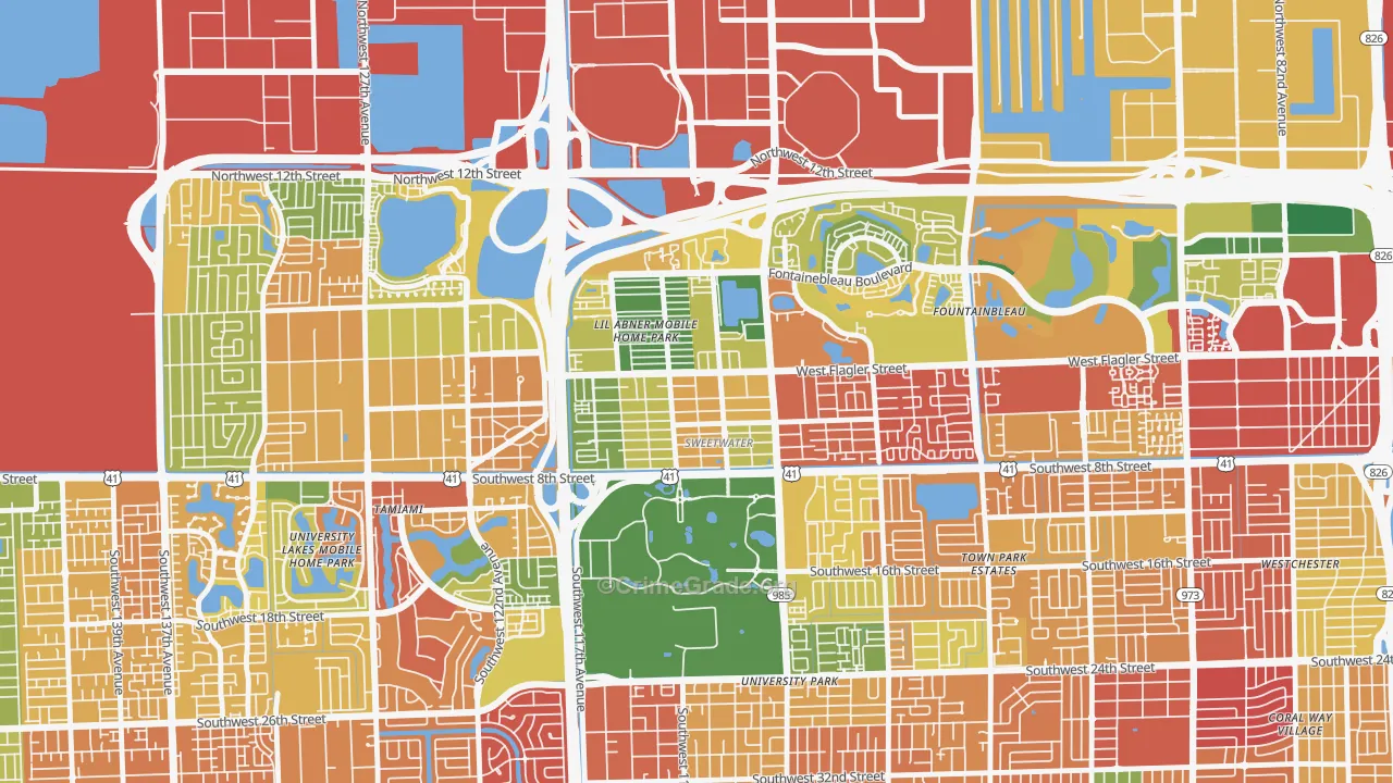Sweetwater, FL Map of Theft Rates