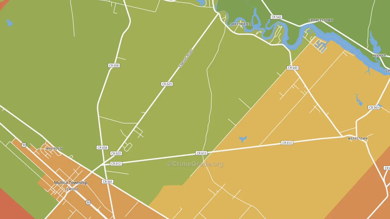 Sweetwater, NJ Map of Theft Rates