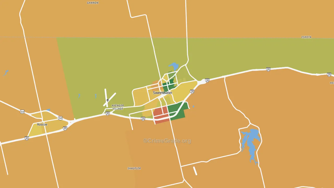 Sweetwater, TX Map of Theft Rates