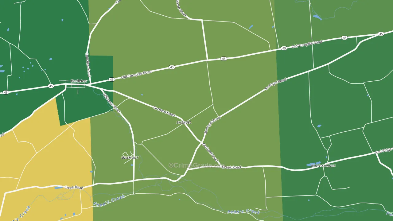 Swengel, PA Map of Theft Rates