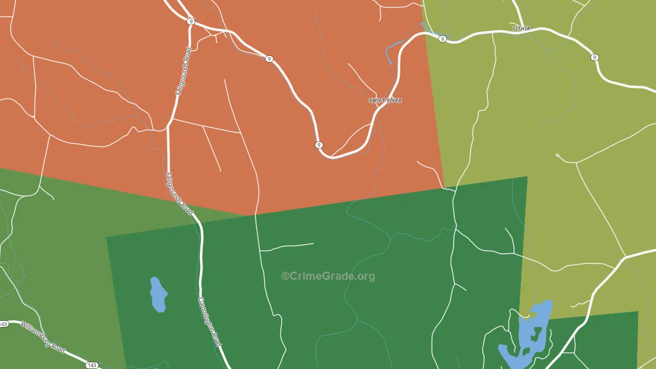 Swift River, MA Map of Theft Rates