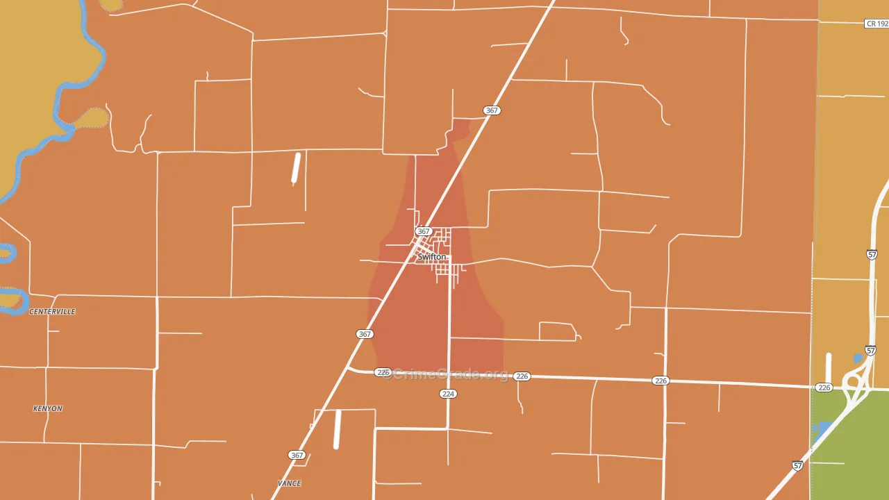 Swifton, AR Map of Theft Rates