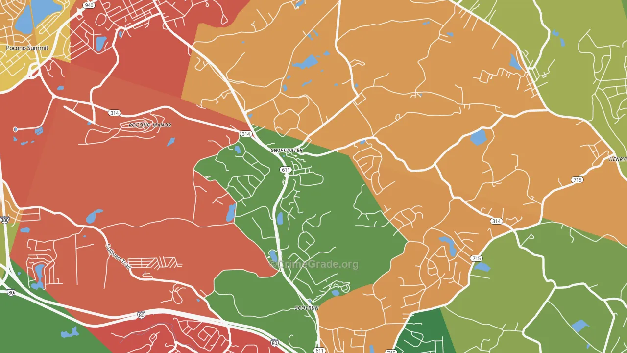 Swiftwater, PA Map of Theft Rates