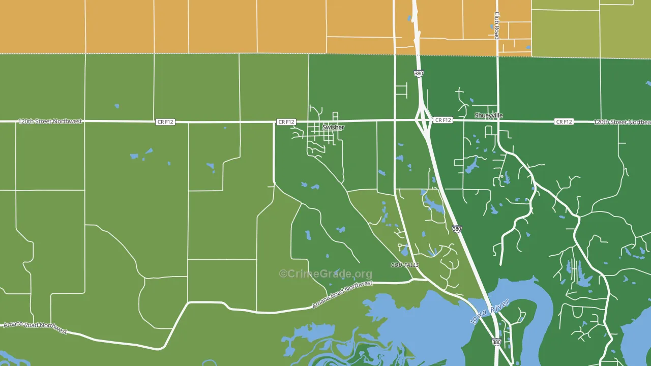 Swisher, IA Map of Theft Rates