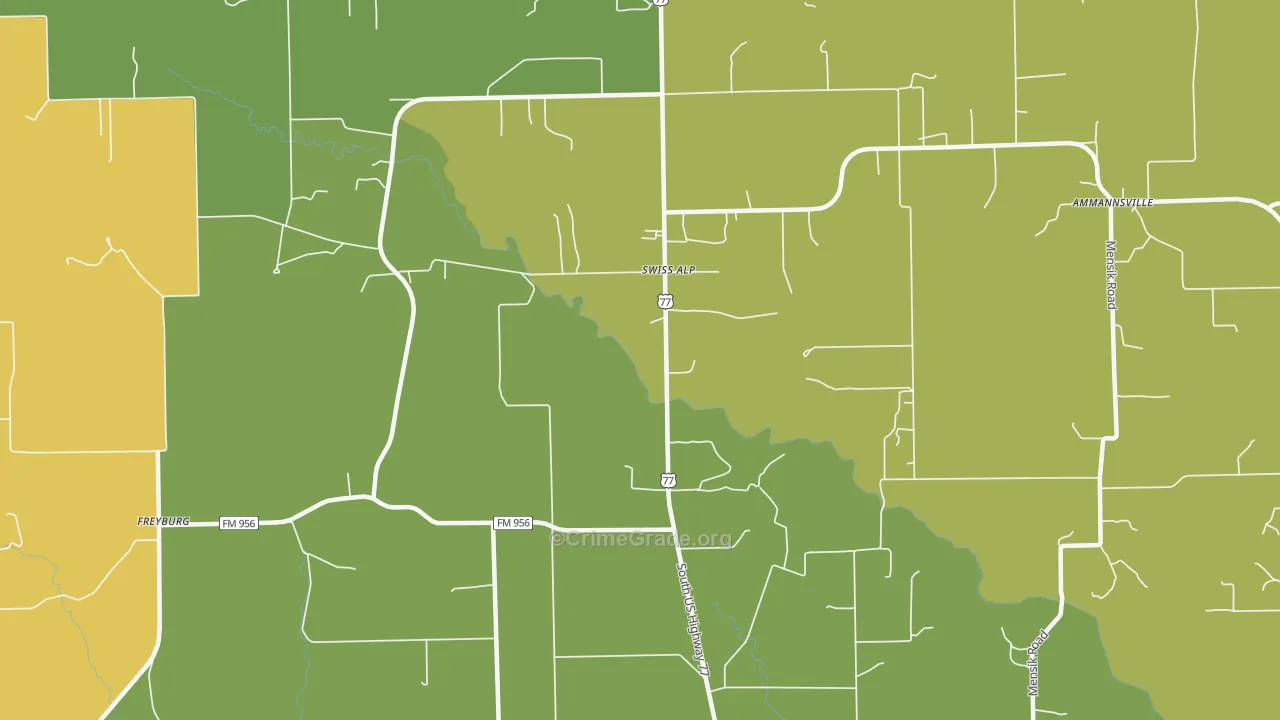 Swiss Alp, TX Map of Theft Rates