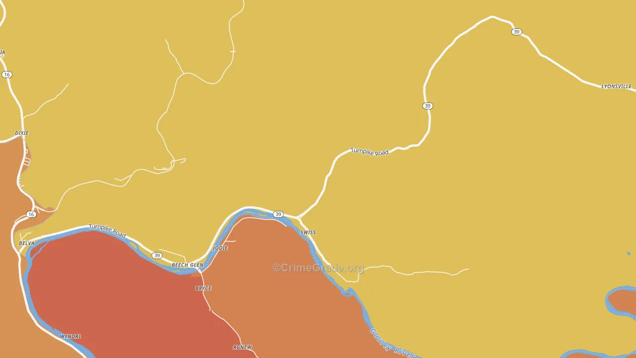 Swiss, WV Map of Theft Rates