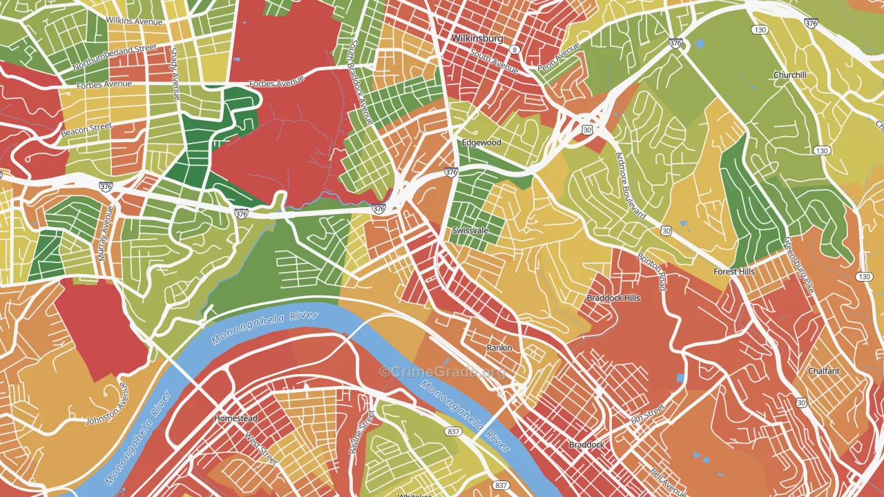 Swissvale, PA Map of Theft Rates