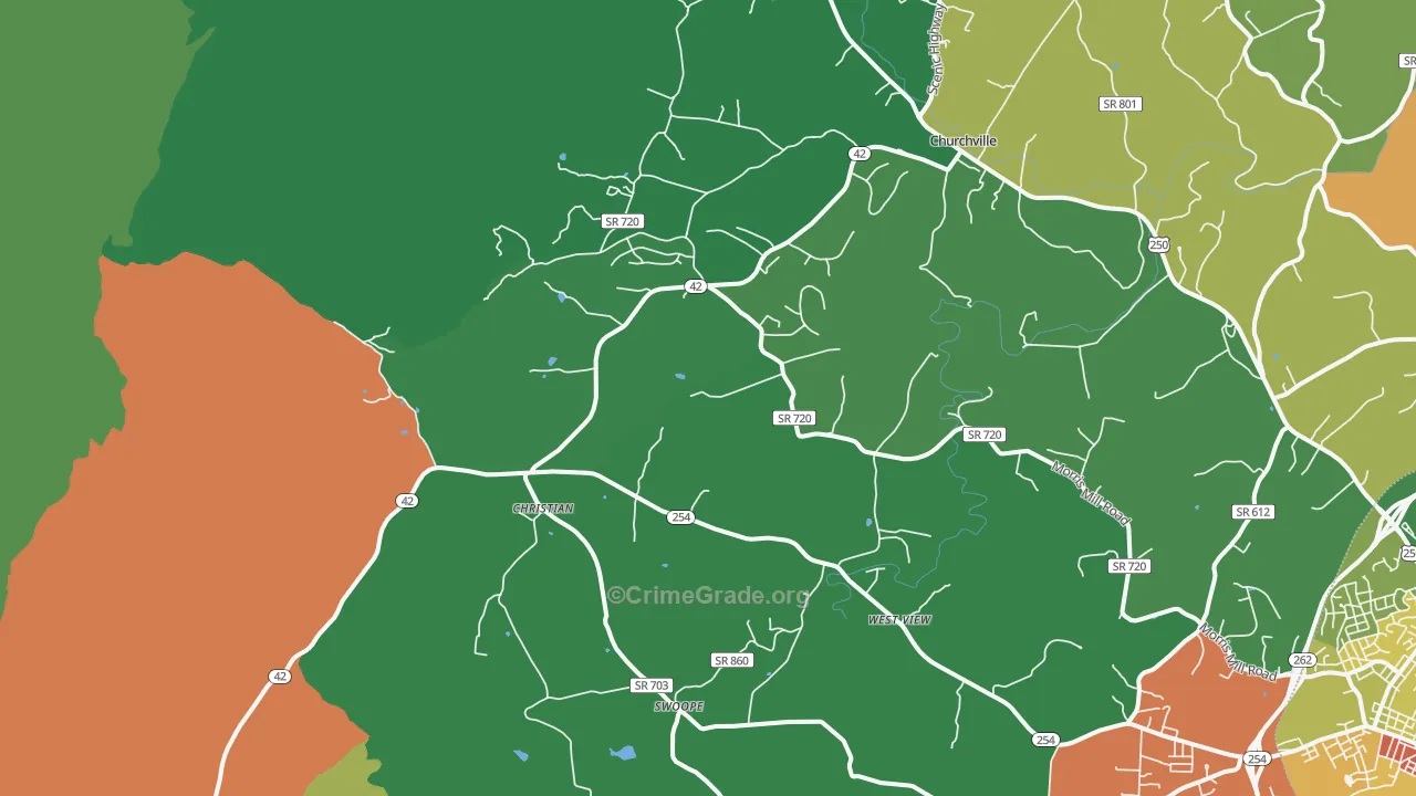 Swoope, VA Map of Theft Rates