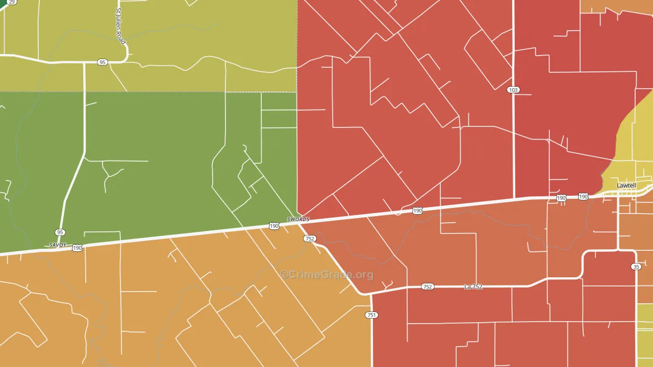 Swords, LA Map of Theft Rates