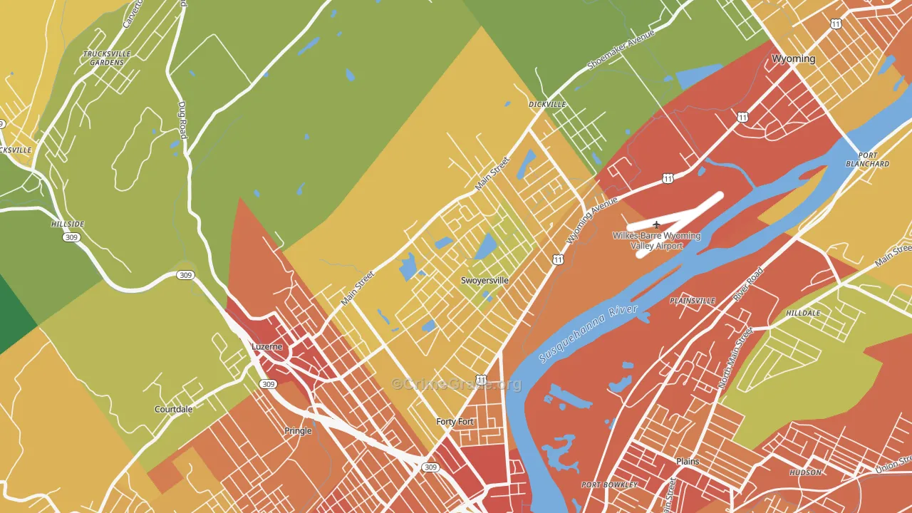 Swoyersville, PA Map of Theft Rates