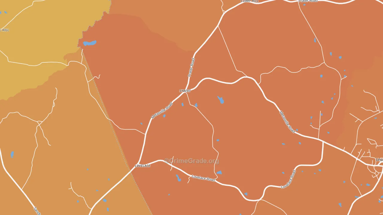 Sybert, GA Map of Theft Rates