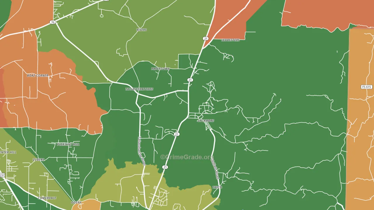 Sycamore, AL Map of Theft Rates